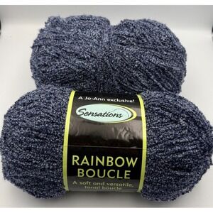 2 Skeins/1 Lot Sensations Rainbow Boucle Yarn.  Dark Blue.  I Combine Shipping